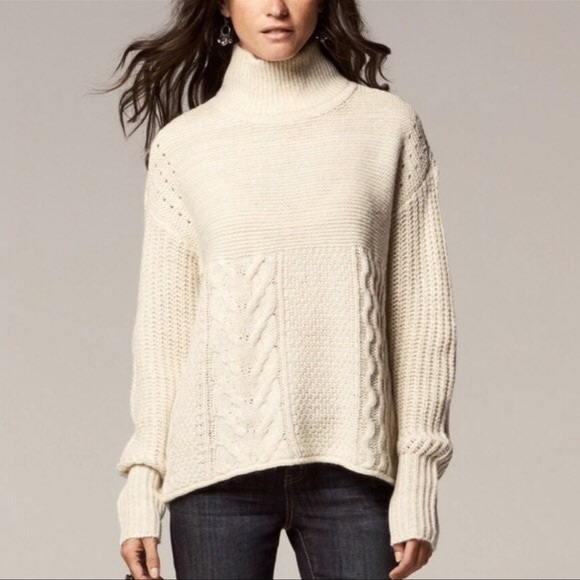 Muted Pink Cable Knit High Neck Turtleneck Sweater - Picture 2 of 5